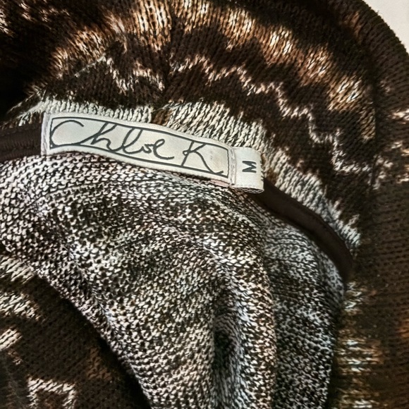 Chloe K Brown and Cream Patterned Cowl Neck Sweater - Picture 4 of 5